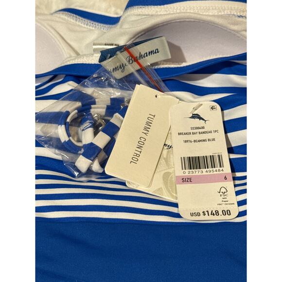 Tommy Bahama Beaming Blue Breaker Bar Bandeau One Piece 6 NWT - Picture 4 of 4
